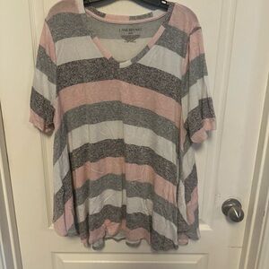 Lane Bryant Pink Striped Swing Hacci Sweater